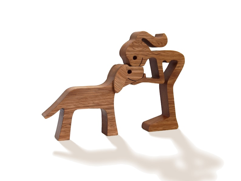 Handmade Wooden Sculpture Woman and her Dog 3 image 7