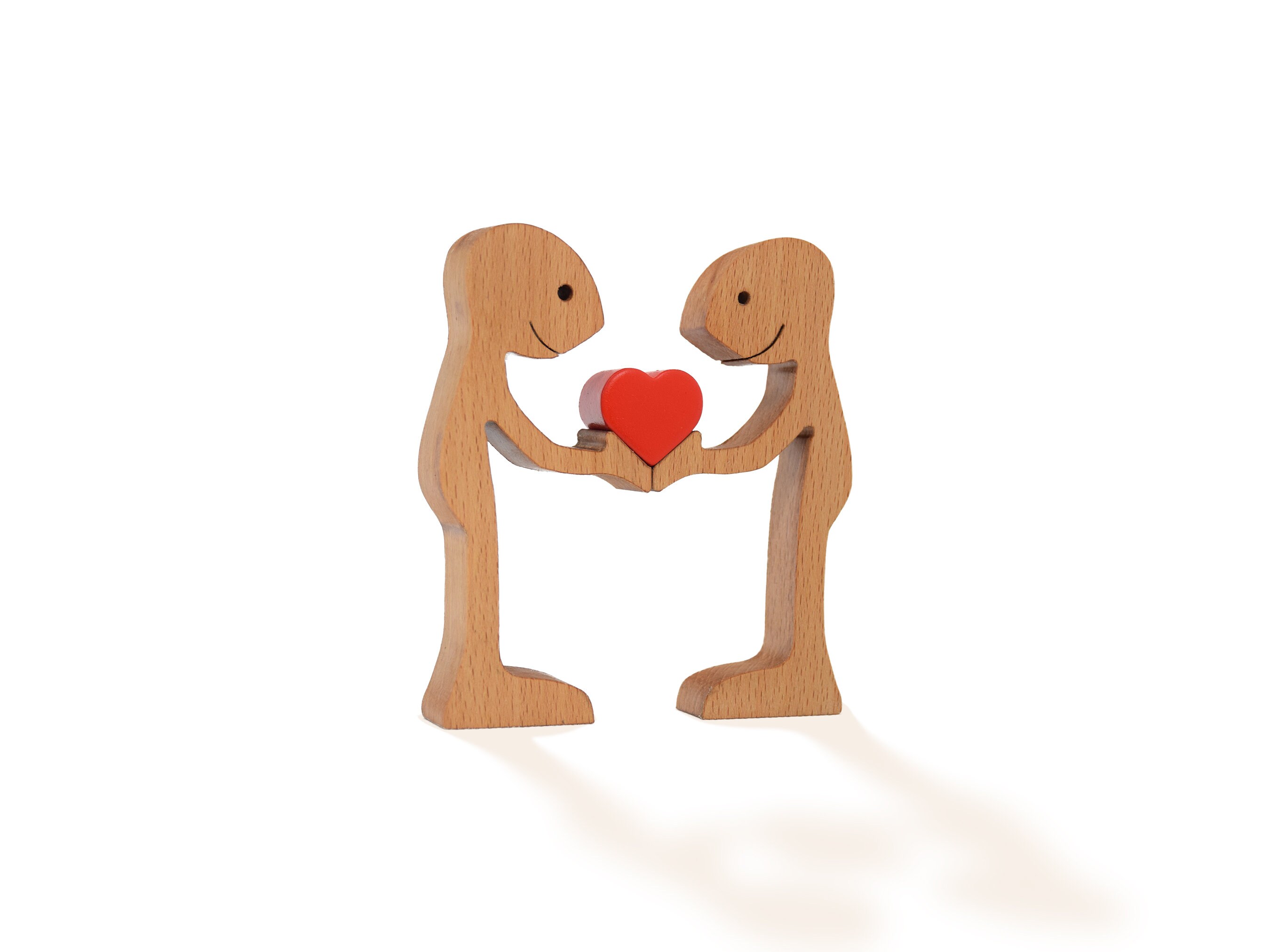 Handmade Wooden Sculpture | Adorable Couple with Red Heart #6