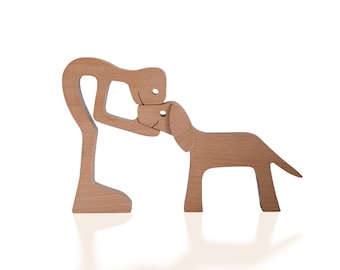 Handmade Wooden Sculpture |Man and his Dog #2