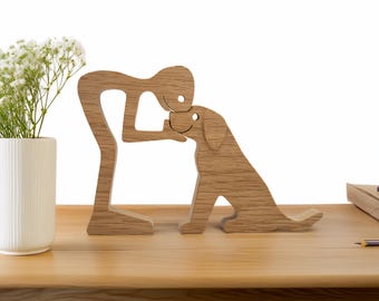Labrador & Man Wooden Sculpture – Pet Lover Gift