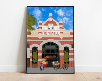 Fremantle markets art print, Western Australia print, Australian print, Travel illustration, destination illustration, architecture print