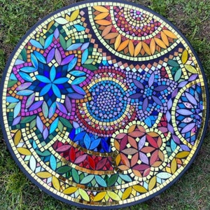 60cm Diameter Custom Hand Decorated Mosaic Tile Table Made - Etsy