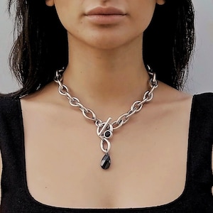 Statement necklace for women, Silver statement necklace, Silver necklace
