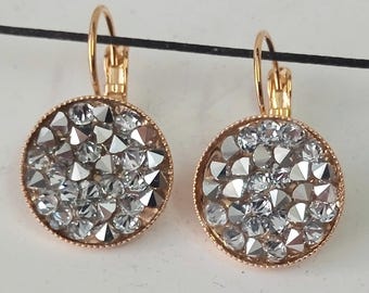 Silver crystals earrings, Statement silver earrings, Silver drop earrings, Formal silver earrings