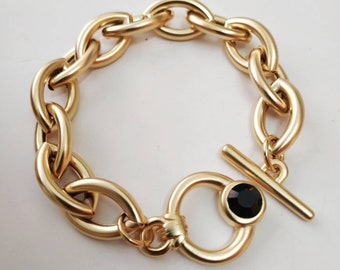 Gold chain bracelet, Gold bracelet, Thick chain bracelet
