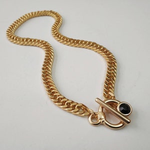 Gold chain necklace, statement choker