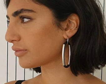 Black and silver earrings, Statement earrings