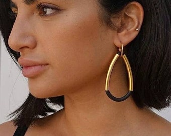 Black and gold statement earrings, Oversized earrings