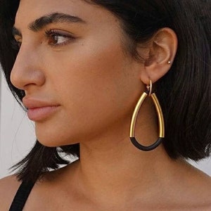 Black and gold statement earrings, Oversized earrings