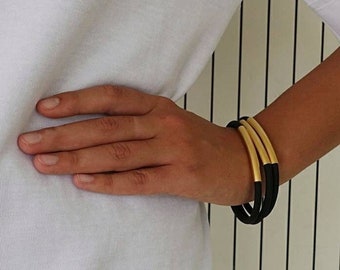 Black and gold bangle, Statement bracelet