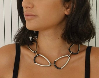 Black and silver statement necklace
