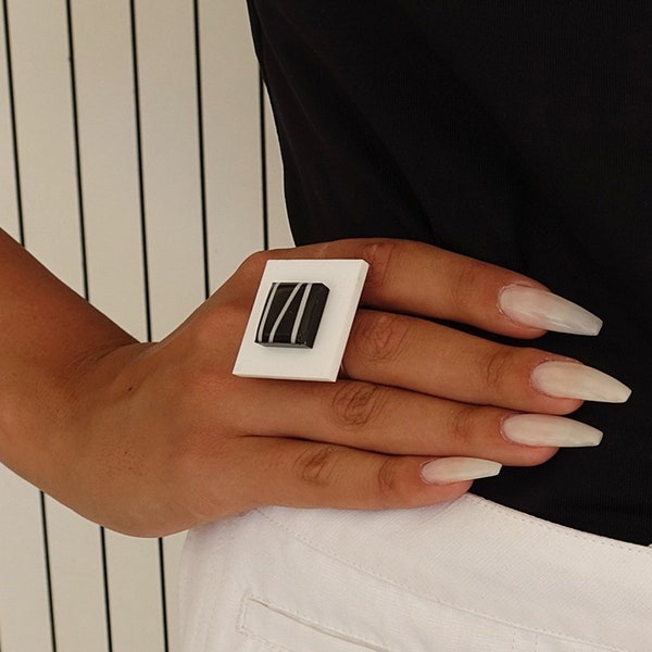 Black and White Ring Etsy