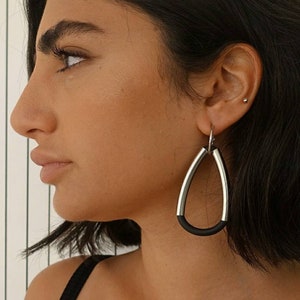 Silver statement earrings, Oversized earrings Silver- matte finish