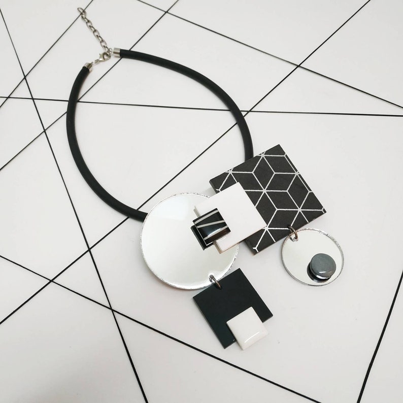 Geometric statement necklace, Modern necklace image 8