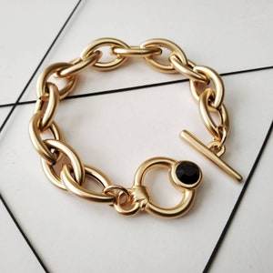 Gold chain bracelet, Gold bracelet, Thick chain bracelet zdjęcie 7