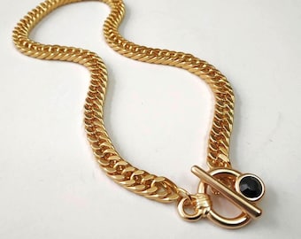 Chunky gold necklace, Chunky chain necklace with toggle clasp, Chunky necklaces for women