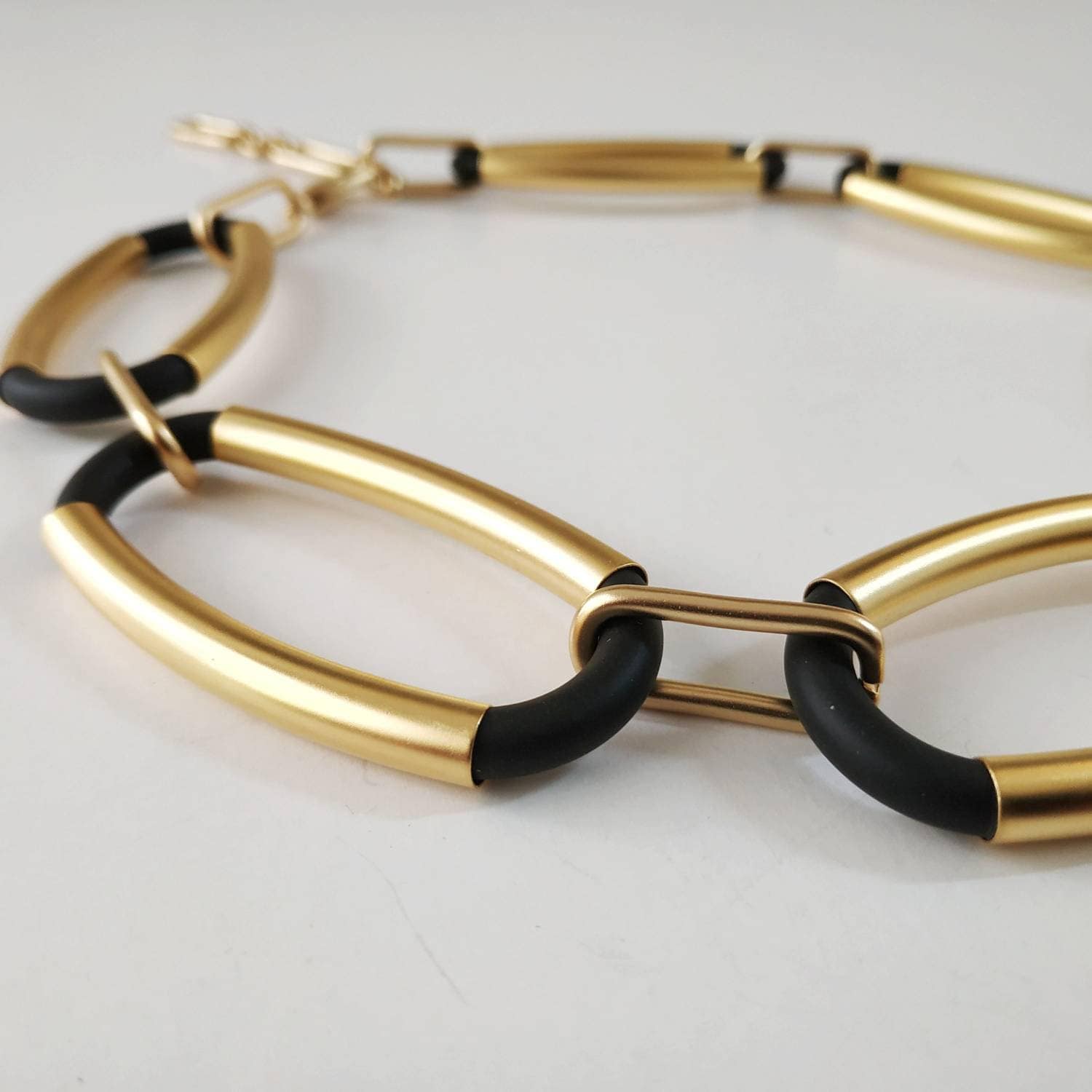 Black and Gold Statement Necklace, Chunky Bib Necklace - Etsy