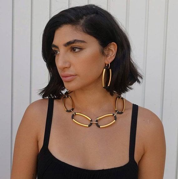 Set of statement necklace and earrings, Bold jewelry set