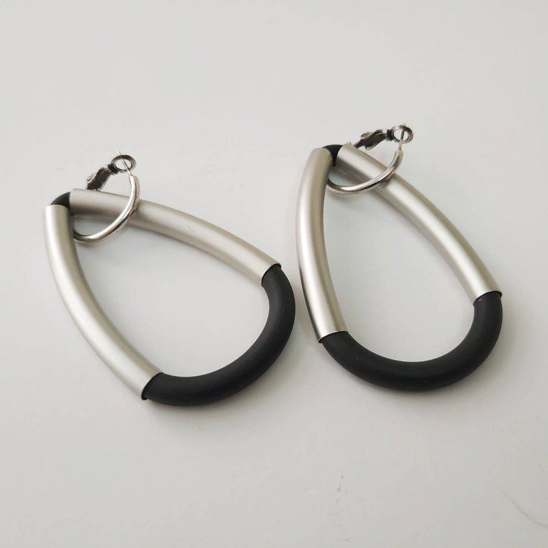Silver statement earrings, Oversized earrings image 6