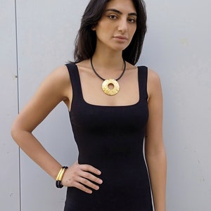 Black and gold pendant necklace, Statement necklace image 3