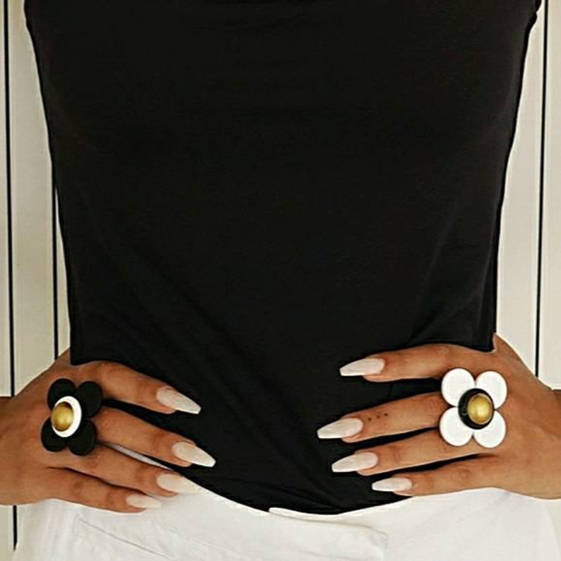 Daisy Flower Ring Statement Ring Etsy