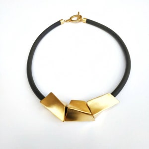 Black and Gold Statement Necklace Geometric Bib Necklace - Etsy