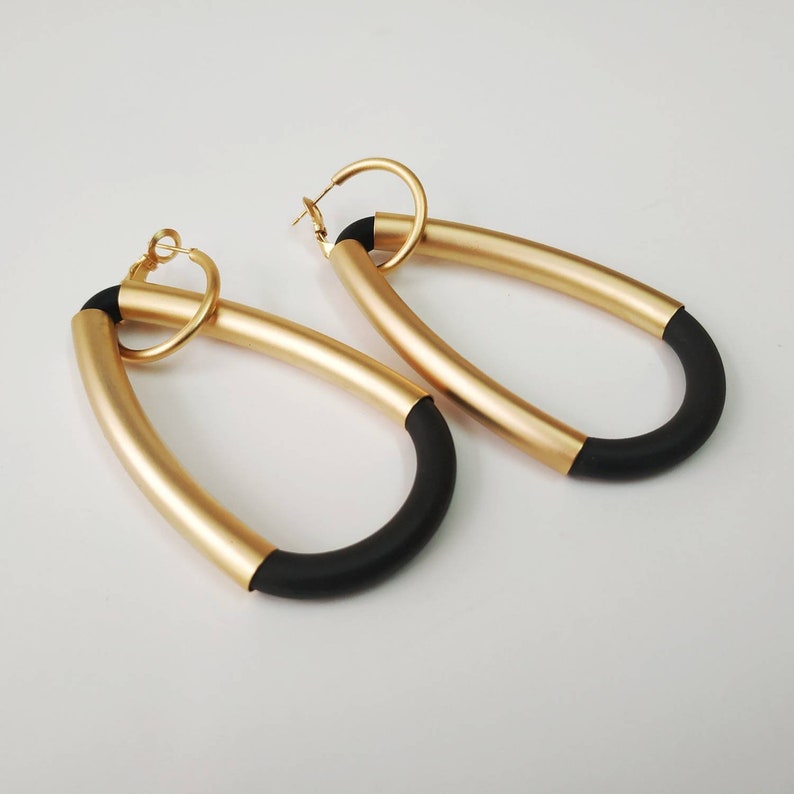 Silver statement earrings, Oversized earrings Gold - matte finish
