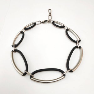 Black and silver statement necklace, Chunky chain necklace, Statement necklace