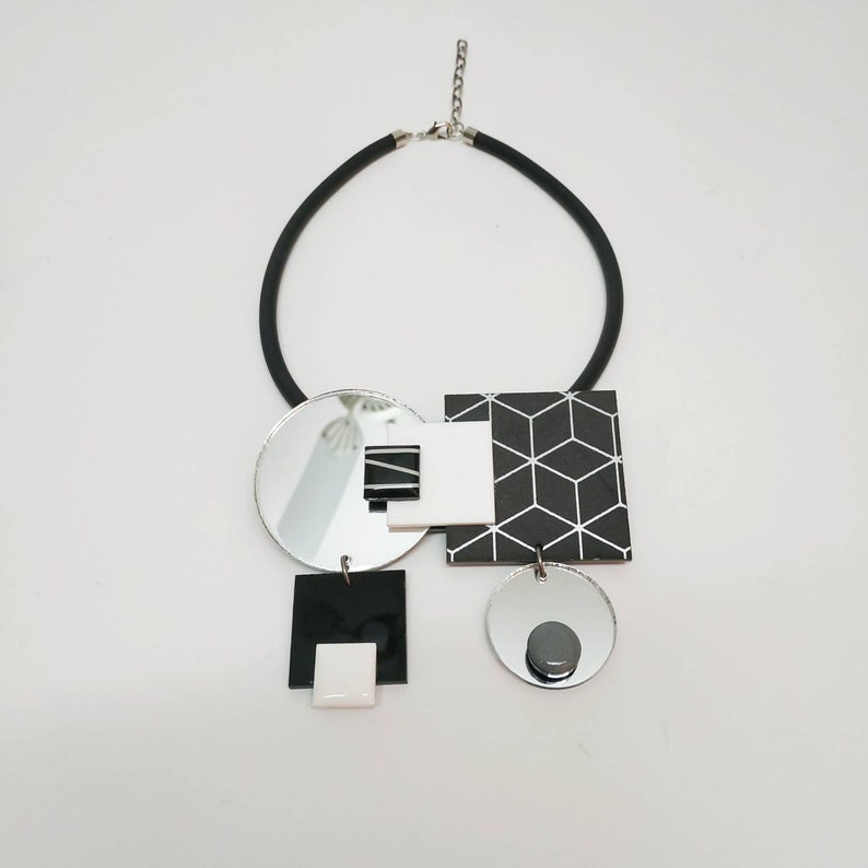 Geometric statement necklace, Modern necklace image 4