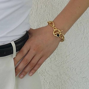 Gold chain bracelet, Gold bracelet, Thick chain bracelet zdjęcie 2