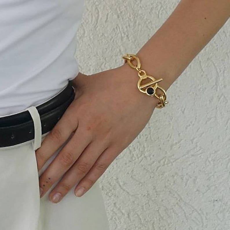 Gold chain bracelet, Gold bracelet, Thick chain bracelet zdjęcie 2