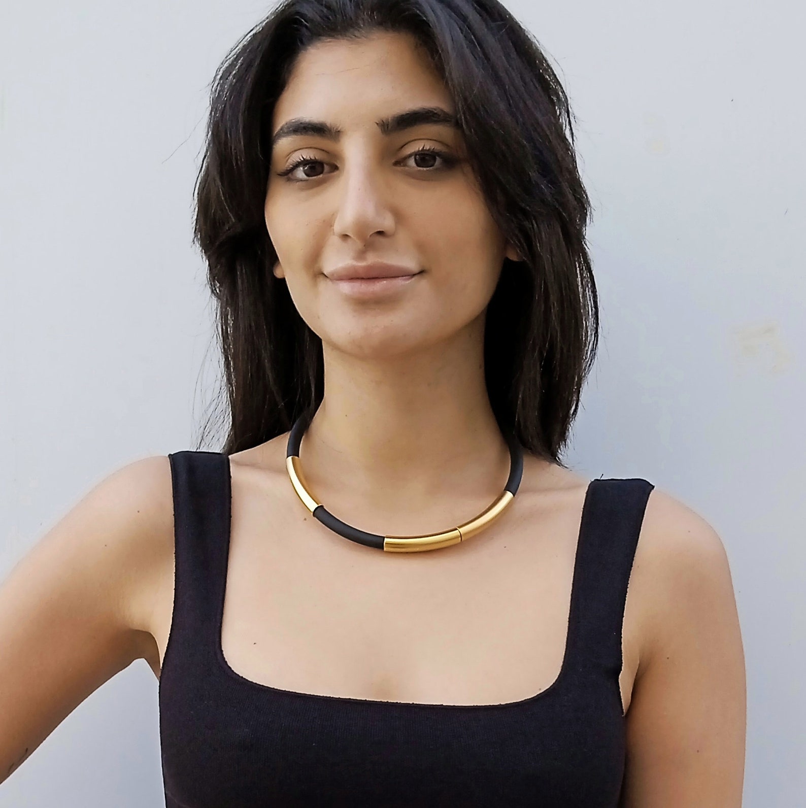 Black Choker With Gold Pendant, Black and Gold Choker, Choker Necklace ...