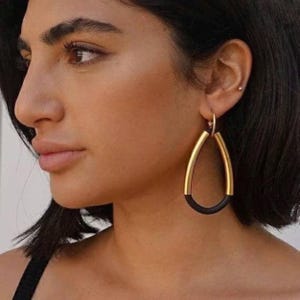 Statement earrings, Black and gold statement earrings, Oversized earrings