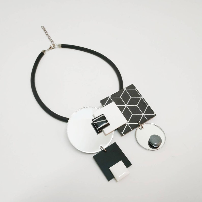 Geometric statement necklace, Modern necklace image 2