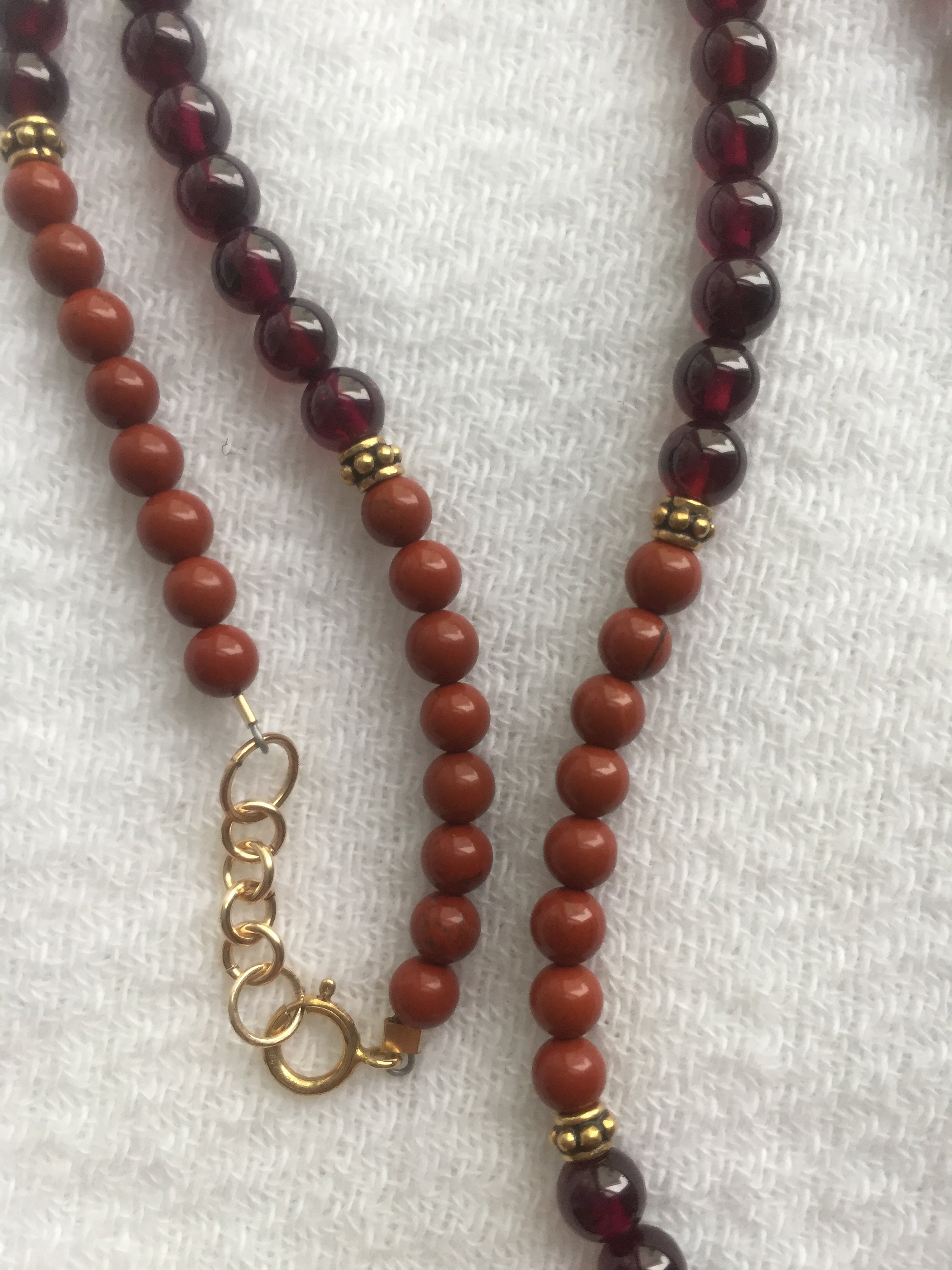 Brown Jasper Pendant and Garnet stone necklace in 14 karat | Etsy