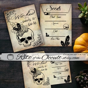 Wicked Garden Seed Envelopes, Printable Seed Packet, Digital Download Dried Herbs Envelopes, Instant Download Wiccan Spells Seed Envelope