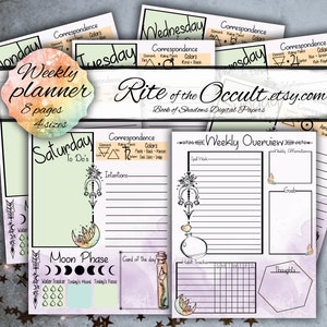 Hexe Tagesplaner Druckbare Seiten, Regenbogen Hexe Planer Digital Download, 7 Tage Hexe Wochenplaner, Heidnischer Produktionsplaner