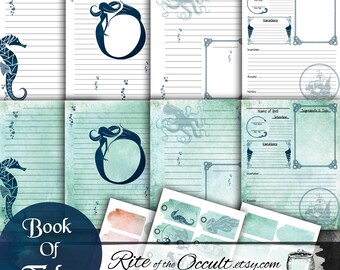 Printable Book of Shadows Blank Pages, Book Of Tides Ritual Page Digital Download, Scrapbooking Journal Paper, Witchcraft, Wicca, Grimoire