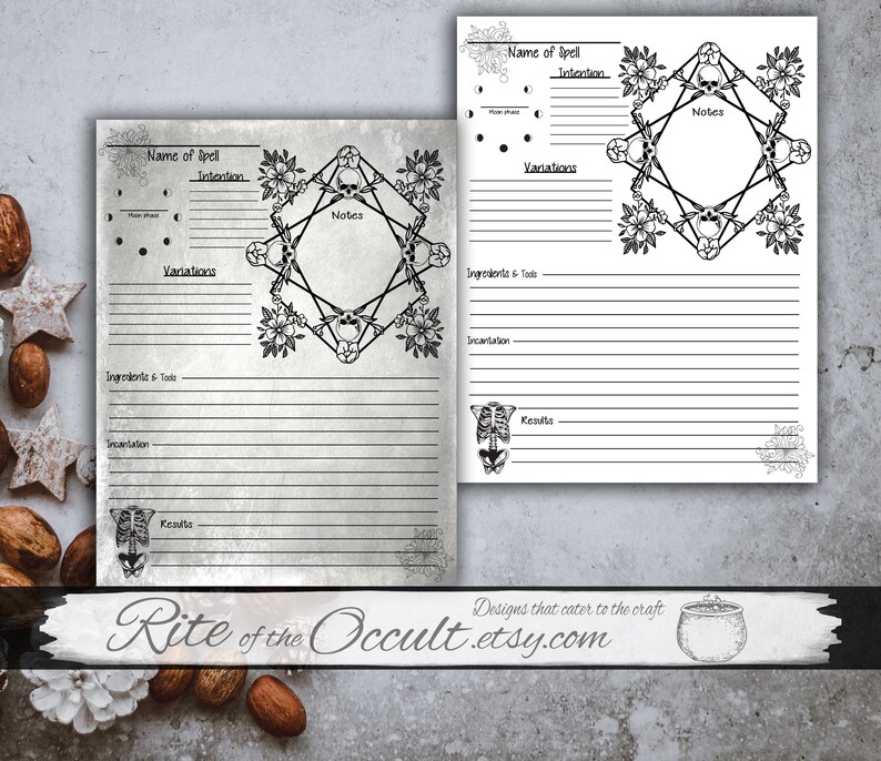 Boneyard Garden Grimoire Spell Page, Digital Download Journal ...