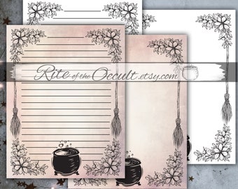 Hexengebräu Digitaler Download Journal Scrapbookpapier, Buch der Schatten druckbare leere Seite, Zauberbuch, Hexerei, Wicca, Grimoire Seite