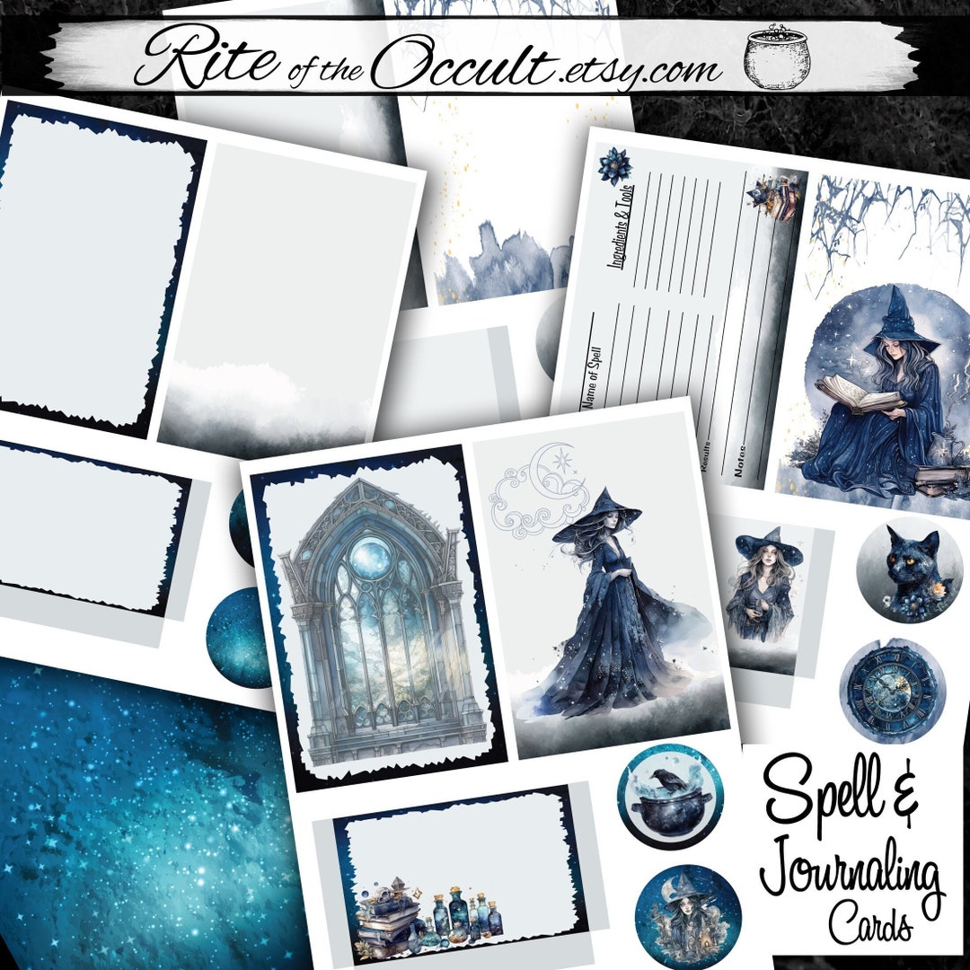 Celestial Witchcraft Spell and Journaling Cards, Witchy Digital Download Journal, Scrapbooking ...