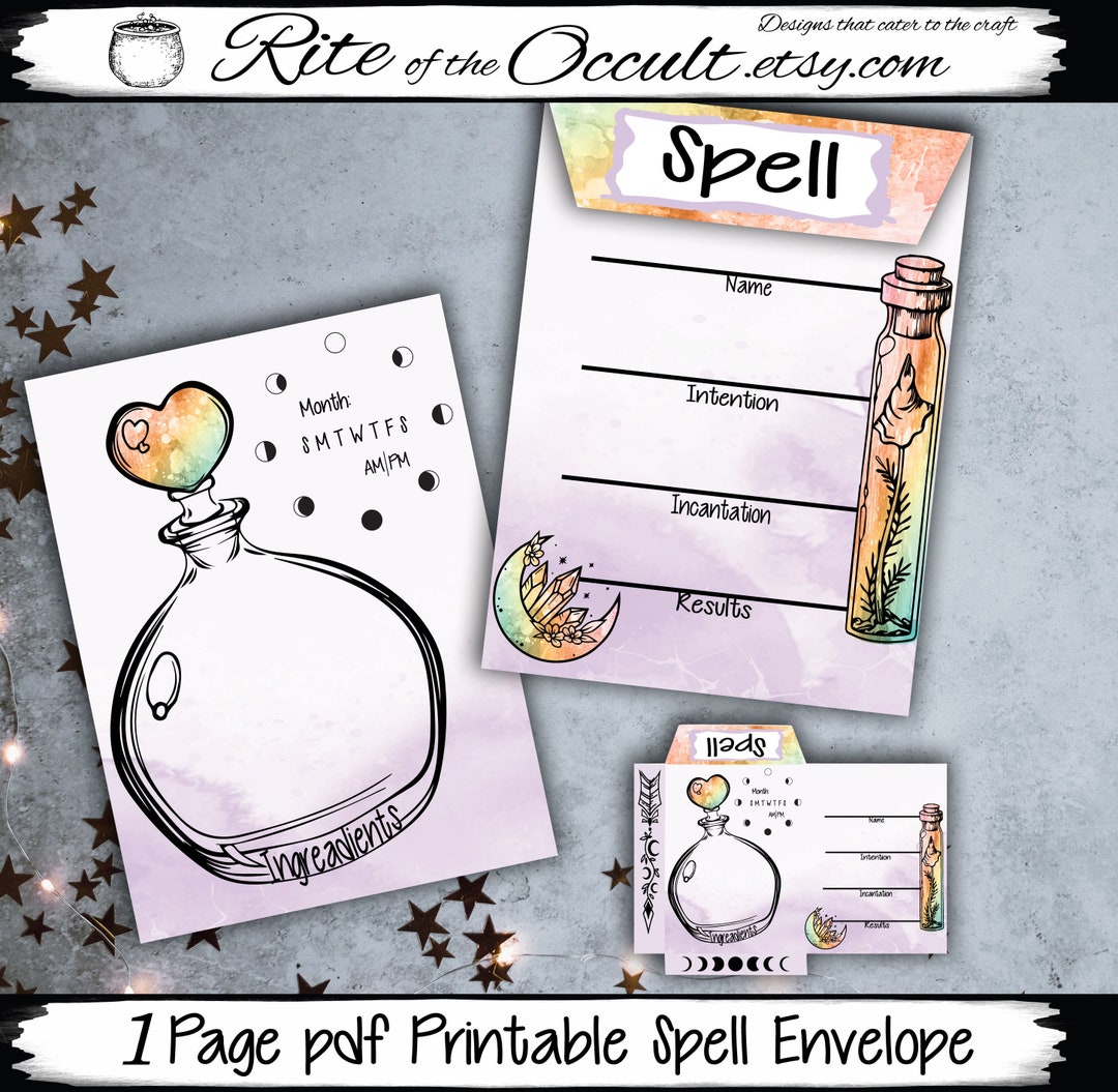 Rainbow Crystal Spell Envelopes Printable Seed Packet Etsy