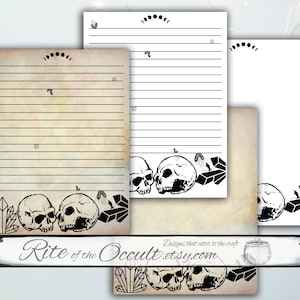 Crystal Skull Book of Shadows Printable Blank Page, Digital Download Journal Scrapbooking Paper, Spell Book, Witchcraft, Wicca Grimoire Page