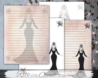 Floral Witch Grimoire Page, Book of Shadows Blank Page, Printable Spell Book, Digital Download Journal Scrapbooking Paper, Witchcraft, Wicca