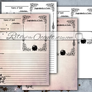 Witches Brew Spell Page Digital Download Journal Scrapbooking Paper, Book of Shadows Printable, Spell Book, Witchcraft, Wicca, Grimoire Page