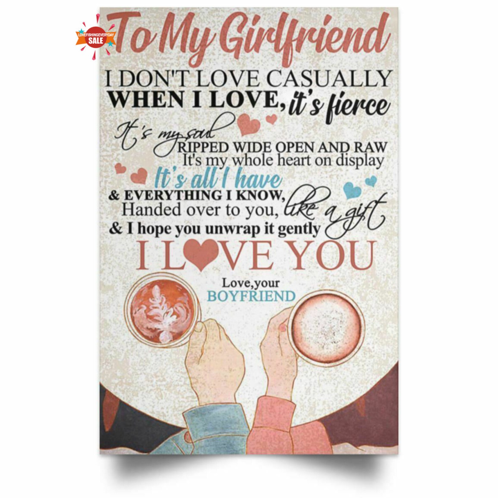 To My Girlfriend Poster From Boyfriend I Love You Art Print Etsy