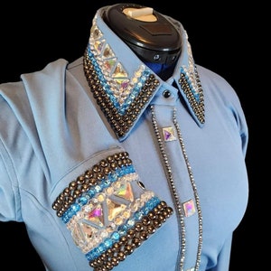 Western custom Show Shirts with Front and back Stone Accents and concealed YKK Zipper