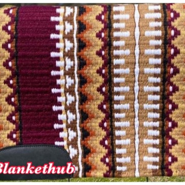 HASHTACK EQUINE 100% NEWZEALAND Wool horse saddle blanket/pad(All Size Available) Burgundy Color base
