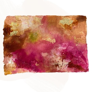 Mini Abstract Painting on Paper: Terracotta Mist, 4x6 Inch