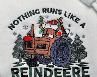 Embroidered Disney Christmas Sweatshirt, Cars Tractor Tipping, Mator